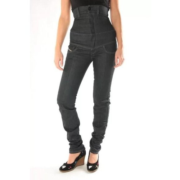 Diesel Jeans Womens 26x34 (Fits 23x32) Blue 008AA Skinny High Rise Made in Italy - Picture 1 of 12